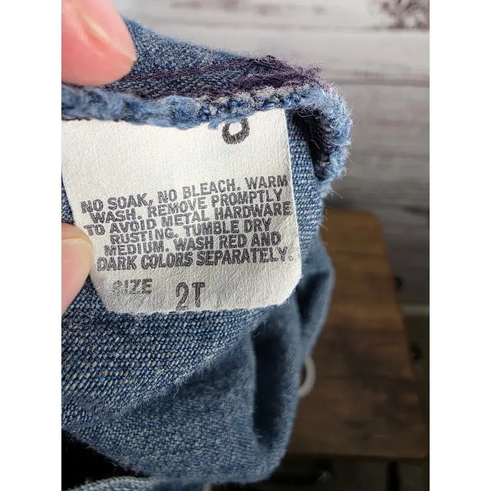 Vintage girl Oshkosh Denim overall jumper dress Made in USA size 2T